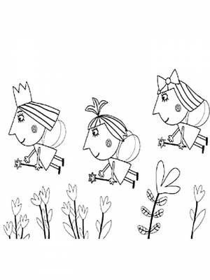 Картинка Бен и Холли  раскраску онлайн