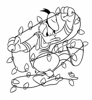 Раскраска «Дональд Дак и гирлянда»