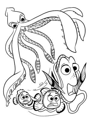 Раскраска «Хэнк, Немо, Дори и Марлин»