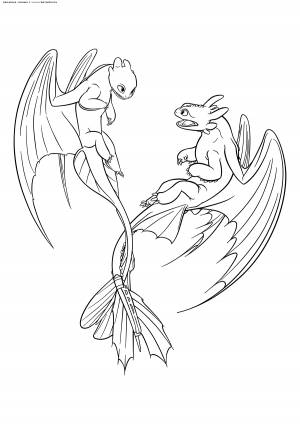 Раскраска Дневная Фурия и Беззубик