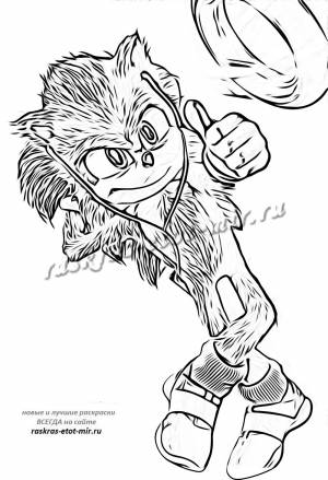 Скачать  раскраски Соник в кино