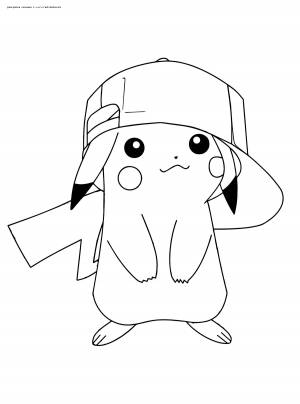 Раскраска Пикачу в бейсболке