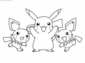 Раскраска Покемоны и Пикачу