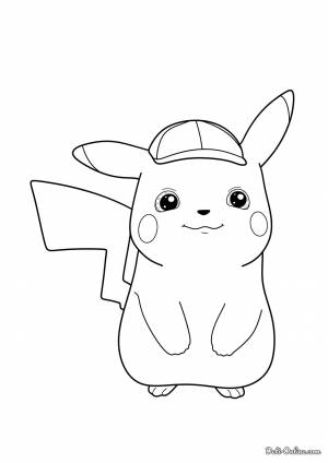 Раскраска Милый детектив Пикачу