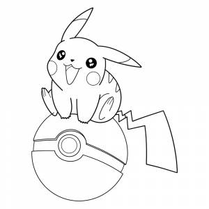Раскраска Каваи Пикачу на покеболе