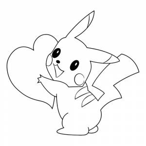 Раскраска Пикачу с сердечком