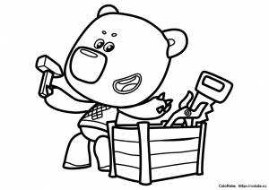 Раскраска Кеша с инструментами