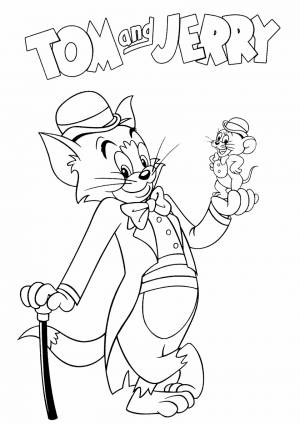 Раскраска Том и Джерри джентльмены