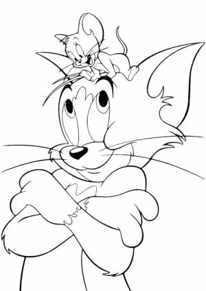 Раскраска Джерри на голове у Тома