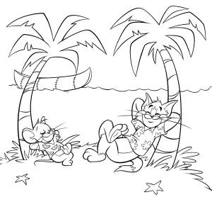 Раскраска Том и Джерри на отдыхе