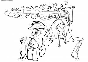 Раскраска Пони Радуга Дэш и девочка Радуга Дэш