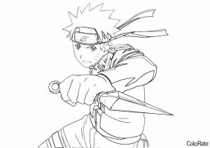 Раскраска Наруто с кунаем