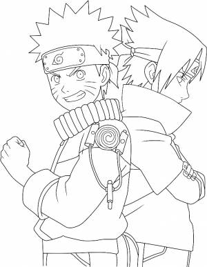 Раскраска Саске и Наруто