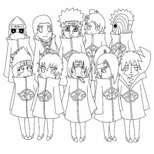 Раскраска Чиби персонажи Наруто