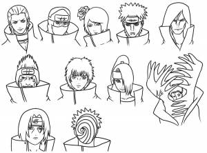 Раскраски наруто акацуки