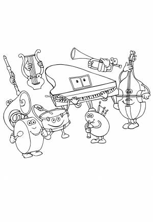 Раскраска Музыка Инструменты