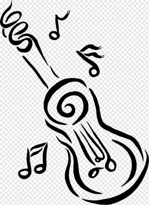 гитара, музыка, музыкальные инструменты, эскиз, линия, штриховая графика, ноты, минимализм, рисунок, просто, png