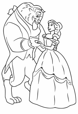 Раскраска Красавица и Чудовище Пара , Рисунок и Картинка , Девочки и Мальчики