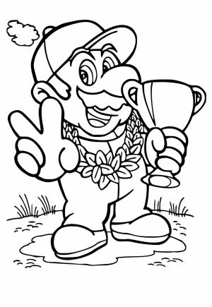 Раскраска Супер Марио Победитель , Рисунок и Картинка , Девочки и Мальчики