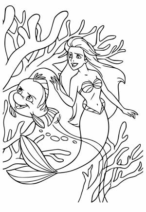 Раскраска Дисней Русалка , Рисунок и Картинка , Девочки и Мальчики