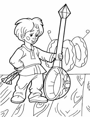 Раскраска Антошка с ложкой