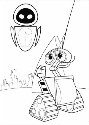 Раскраски Валли, Раскраска Валли и ева ВАЛЛ И