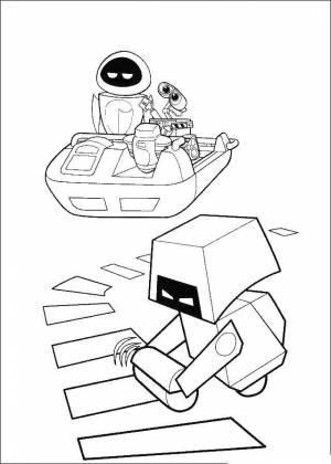 Раскраски валли, Раскраска Валли и ева ВАЛЛ И