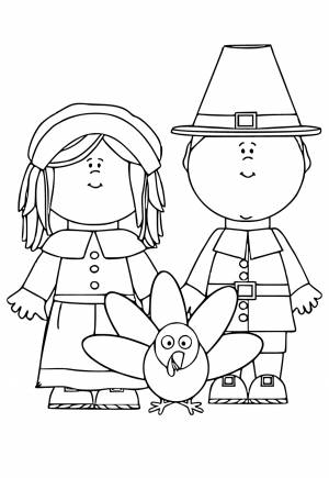 Раскраска День Благодарения Персонажи , Рисунок и Картинка , Девочки и Мальчики