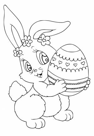 Раскраска Пасхальный Заяц Милый , Рисунок и Картинка , Девочки и Мальчики