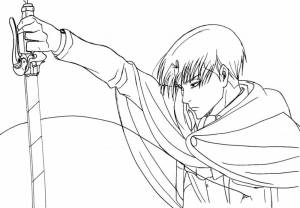 Раскраска Леви Аккерман Атака Титанов