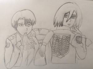 Рисунок Микасы и Леви