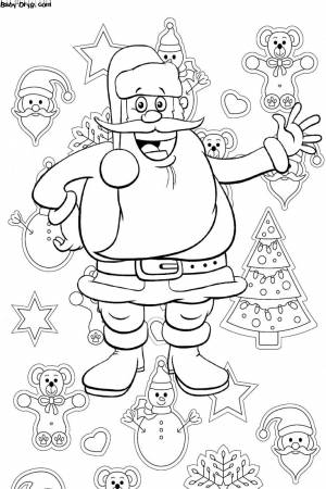 Раскраска Зимний волшебник с бородой