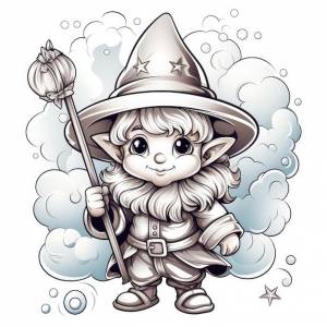 Милый маленький волшебник в виде раскраски