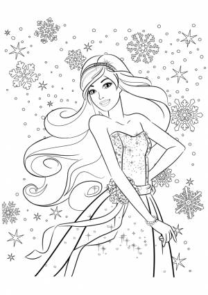 Раскраска Барби блистает на новогоднем балу