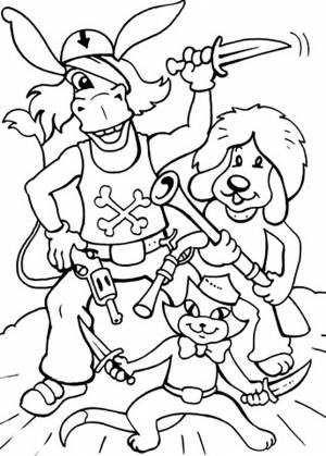 Раскраска Бременские музыканты