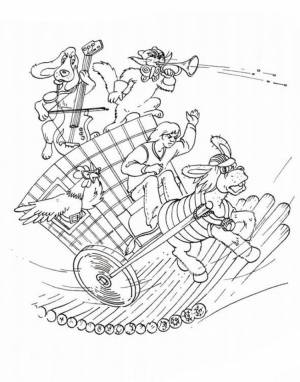 Раскраска бременские музыканты