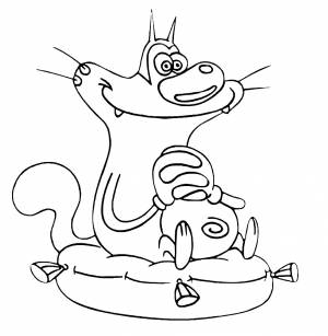 Раскраска счастливый кот Огги