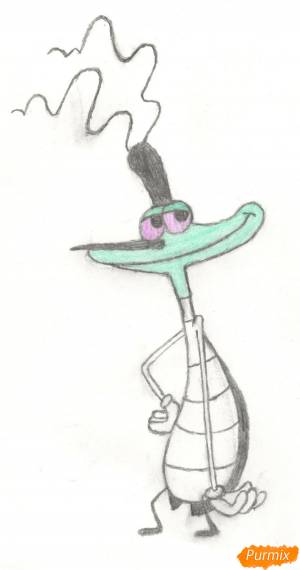Как нарисовать таракана Марки из Огги и Тараканы поэтапно