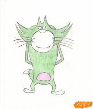 Как нарисовать кота Джека из Огги и Тараканы карандашами поэтапно