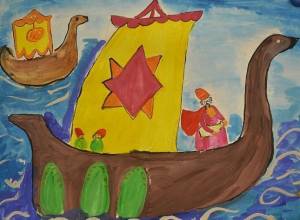 Детские рисунки к сказке садко