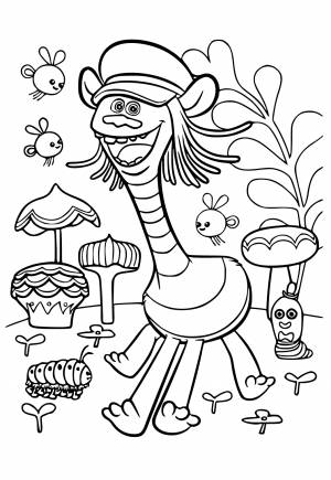 Раскраска Тролли Грибы