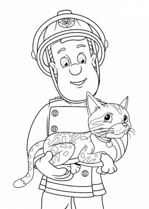 Раскраска пожарный Сэм