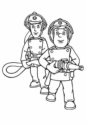 Раскраска Пожарный Сэм Шланг