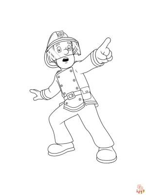 Бесплатные раскраски пожарный Сэм для печати для детей