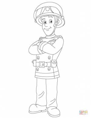 Раскраска Отважный Пожарный Сэм