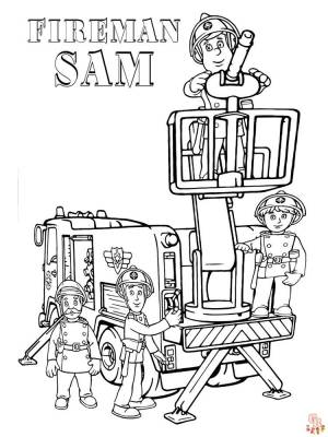 Бесплатные раскраски пожарный Сэм для печати для детей