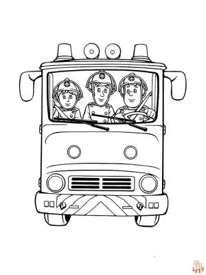 Бесплатные раскраски пожарный Сэм для печати для детей