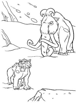 Раскраски Раскраска Мэнни и диего ледниковый период