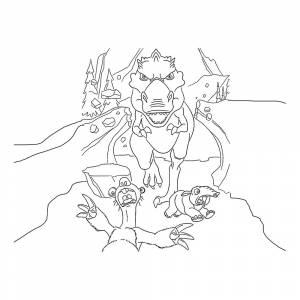 Раскраска Динозавр гонится за Сидом