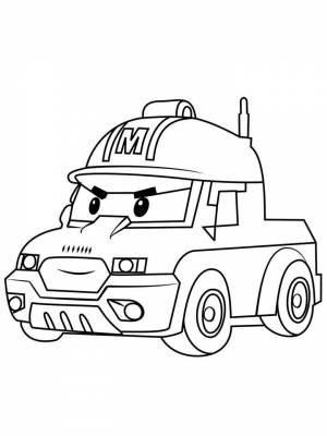 Картинка Поли робокар раскраска на листе  для детей